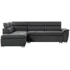 Image de Canapé dangle gauche convertible PAOLA 4 places avec coffre en tissu - Gris foncé - L261 x P198 x H80cm - LOUNGITUDE