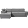 Image de Canapé dangle gauche convertible PAOLA 4 places avec coffre en tissu - Gris clair - L261 x P198 x H80cm - LOUNGITUDE