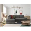 Image de Canapé dangle gauche 3 places convertible ADEN avec coffre en velours côtelé - Gris foncé - L246 x P174 x H96cm - LOUNGITUDE