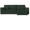 Image de Canapé dangle 3 places convertible réversible CLARISSE avec coffre en velours côtelé- Vert foncé - L269 x P159 x H89cm - LOUNGITUDE