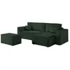 Image de PACK - CLARISSE - Canapé dangle convertible réversible avec pouf en velours côtelé - Vert foncé - L269 x P159 x H89cm - LOUNGITUDE