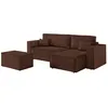 Image de PACK - CLARISSE - Canapé dangle convertible réversible avec pouf en velours côtelé - Marron - L269 x P159 x H89cm - LOUNGITUDE
