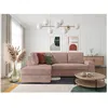 Image de Canapé dangle gauche 3 places convertible ADEN avec coffre en velours côtelé - Vieux rose - L246 x P174 x H96cm - LOUNGITUDE