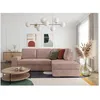 Image de Canapé dangle droit 3 places convertible ADEN avec coffre en velours côtelé - Vieux rose - L246 x P174 x H96cm - LOUNGITUDE