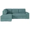 Image de Canapé dangle gauche 3 places convertible ADEN avec coffre en velours côtelé - Bleu clair - L246 x P174 x H96cm - LOUNGITUDE