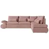 Image de Canapé dangle 4 pl réversible SEBASTIAN convertible avec coffre en velours côtelé - Vieux rose - L267 x P200 x H90cm - LOUNGITUDE