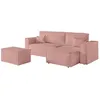 Image de PACK - CLARISSE - Canapé dangle convertible réversible avec pouf en tissu bouclette - Rose - L269 x 159 x 89cm - LOUNGITUDE