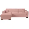 Image de Canapé dangle gauche 4 places FUJI XL convertible avec coffre en tissu bouclette - Rose - L262 x P157 x H83cm - LOUNGITUDE