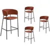 Image de Lot de 4 tabourets de bar BOLD en velours côtelé avec pieds noirs - Beige