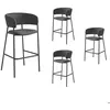 Image de Lot de 4 tabourets de bar BOLD en velours côtelé avec pieds noirs - Gris foncé