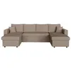Image de Canapé panoramique 6 places MARIA convertible avec 2 coffres en velours côtelé - Taupe - L295 x P146 x H81cm - LOUNGITUDE