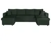 Image de Canapé panoramique 6 places MARIA convertible avec 2 coffres en velours côtelé - Vert foncé - L295 x P146 x H81cm - LOUNGITUDE