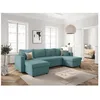Image de Canapé panoramique 6 places MARIA convertible avec 2 coffres en velours côtelé - Bleu clair - L295 x P146 x H81cm - LOUNGITUDE
