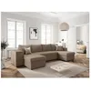 Image de Canapé panoramique OSLO convertible avec 2 coffres 2 poufs à gauche en velours côtelé taupe - L311 x P146 x H81cm - LOUNGITUDE