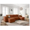 Image de Canapé panoramique OSLO convertible avec 2 coffres 2 poufs à gauche en velours côtelé terracotta - L311 x P146 x H81cm - LOUNGITUDE