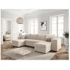 Image de Canapé panoramique OSLO convertible avec 2 coffres 2 poufs à droite en velours côtelé beige - L311 x P146 x H81cm - LOUNGITUDE