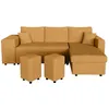Image de Canapé dangle réversible convertible OSLO avec coffre 2 poufs à gauche en velours côtelé jaune - L241 x P146 x H81cm - LOUNGITUDE