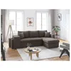 Image de Canapé dangle réversible convertible OSLO coffre 2 poufs à gauche en velours côtelé gris foncé - L241 x P146 x H81cm - LOUNGITUDE