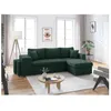 Image de Canapé dangle réversible convertible OSLO avec coffre 2 poufs à gauche en velours côtelé vert - L241 x P146 x H81cm - LOUNGITUDE