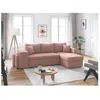 Image de Canapé dangle réversible convertible OSLO avec coffre 2 poufs à gauche en velours côtelé rose - L241 x P146 x H81cm - LOUNGITUDE