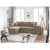 Image de Canapé dangle réversible convertible OSLO avec coffre 2 poufs à droite en velours côtelé taupe - L241 x P146 x H81cm - LOUNGITUDE