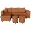 Image de Canapé dangle réversible convertible OSLO coffre 2 poufs à droite en velours côtelé terracotta - L241 x P146 x H81cm - LOUNGITUDE