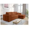 Image de Canapé dangle réversible MADY avec coffre rangement poufs à gauche en velours côtelé terracotta - L254 x P146 x H81cm - LOUNGITUDE