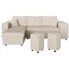 Image de Canapé dangle réversible MADY avec coffre rangement poufs à droite en velours côtelé - Beige - L254 x P146 x H81cm - LOUNGITUDE