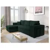 Image de Canapé dangle réversible MADY avec coffre rangement poufs à droite en velours côtelé vert foncé - L254 x P146 x H81cm - LOUNGITUDE