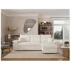 Image de Canapé dangle 4 places KOMECO réversible convertible avec coffre en tissu bouclette - Blanc - L265 x P166 x H91cm - LOUNGITUDE