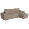 Image de Canapé dangle 4 places KOMECO réversible convertible avec coffre en tissu bouclette - Taupe - L265 x P166 x H91cm - LOUNGITUDE