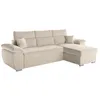 Image de Canapé dangle 4 places KOMECO reversible convertible avec coffre en velours côtelé - Beige - L265 x P166 x H91cm - LOUNGITUDE
