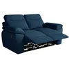 Image de Canapé de relaxation manuel ROSS 2 places en tissu texturé 3D - Bleu foncé - L160 x P100 x H102cm - LOUNGITUDE