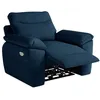 Image de Fauteuil de relaxation électrique ROSS en tissu texturé 3D - Bleu foncé - L101 x P100 x H102cm - LOUNGITUDE