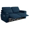 Image de Canapé de relaxation électrique ROSS 3 places en tissu texturé 3D - Bleu foncé - L200 x P100 x H102cm - LOUNGITUDE