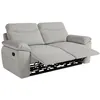 Image de Canapé de relaxation manuel ROSS 3 places en tissu texturé 3D - Gris clair - L200 x P100 x H102cm - LOUNGITUDE