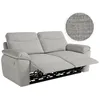 Image de Canapé de relaxation électrique ROSS 3 places en tissu texturé 3D - Gris clair - L200 x P100 x H102cm - LOUNGITUDE