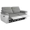 Image de Canapé de relaxation manuel ROSS 3 places en tissu et simili - Blanc/Gris - L200 x P100 x H102cm - LOUNGITUDE