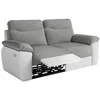 Image de Canapé de relaxation électrique ROSS 3 places en tissu et simili - Blanc/Gris - L200 x P100 x H102cm - LOUNGITUDE