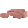 Image de PACK - CLARISSE - Canapé dangle convertible réversible avec pouf en tissu texturé 3D - Rose - L269 x P159 x H89cm - LOUNGITUDE