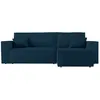 Image de Canapé dangle 3 places convertible réversible CLARISSE avec coffre en tissu texturé - Bleu foncé - L269 x P159 x H89cm - LOUNGITUDE