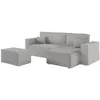 Image de PACK - CLARISSE - Canapé dangle convertible réversible avec pouf en tissu texturé 3D - Gris clair - L269 x 159 x 89cm - LOUNGITUDE