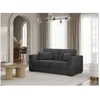 Image de Canapé droit fixe 2 places BELAMI en velours côtelé - Gris foncé - L181 x P93 x H86cm - LOUNGITUDE