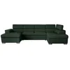 Image de Canapé panoramique 6 places PAOLA convertible avec 2 coffres en velours côtelé - Vert foncé - L3205 x P188 x H76cm - LOUNGITUDE