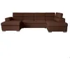 Image de Canapé panoramique 6 places PAOLA convertible avec 2 coffres en velours côtelé - Marron - L3205 x P188 x H76cm - LOUNGITUDE