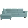 Image de Canapé dangle gauche 4 places PAOLA convertible avec coffre en velours côtelé - Bleu clair - L252 x P188 x H76cm - LOUNGITUDE