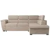 Image de Canapé dangle droit 4 places PAOLA convertible avec coffre en velours côtelé - Taupe - L252 x P188 x H76cm - LOUNGITUDE