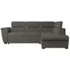 Image de Canapé dangle droit 4 places PAOLA convertible avec coffre en velours côtelé - Gris - L252 x P188 x H76cm - LOUNGITUDE
