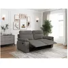 Image de Canapé de relaxation manuel ROSS 3 places en velours côtelé - Gris - L200 x P100 x H102cm - LOUNGITUDE
