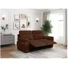 Image de Canapé de relaxation électrique ROSS 3 places en velours côtelé - Marron - L200 x P100 x H102cm - LOUNGITUDE